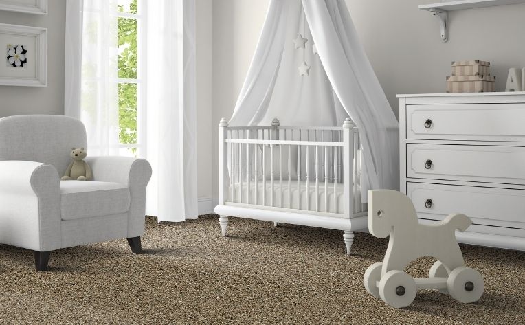 white babyroom furniture brown carpet flooring
